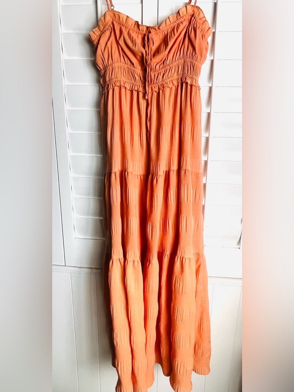 Women's Orange Tiered Maxi Skirt Large